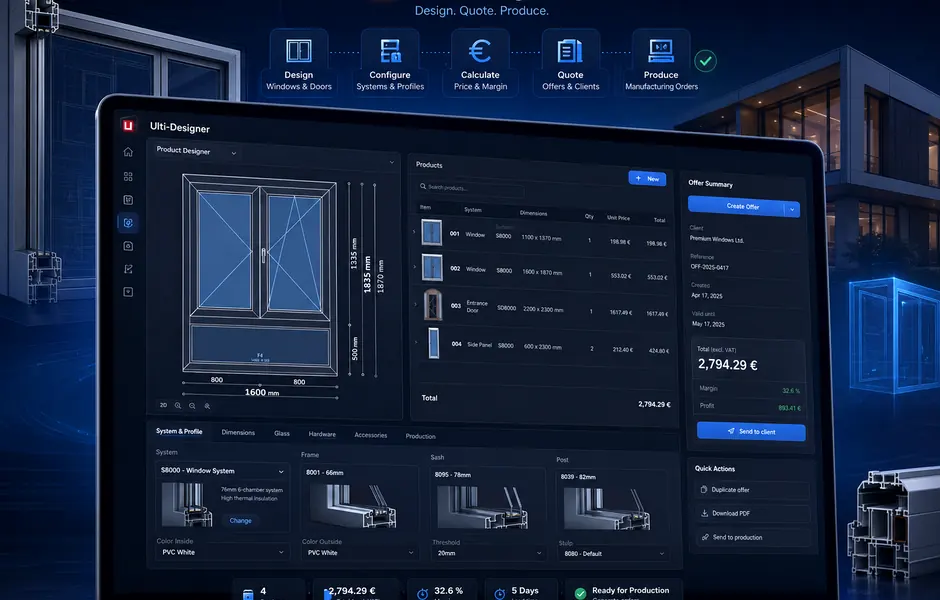 Dark technical drawing software environment for ULTI Designer