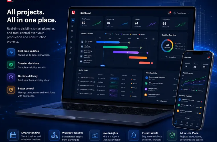 Project management dashboard illustration for multiple active projects